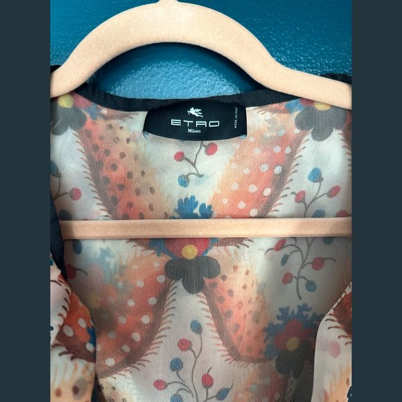 $5200 New Etro 2023 Apricot Print Ruffle Runway Mini Dress. - Picture 11 of 15